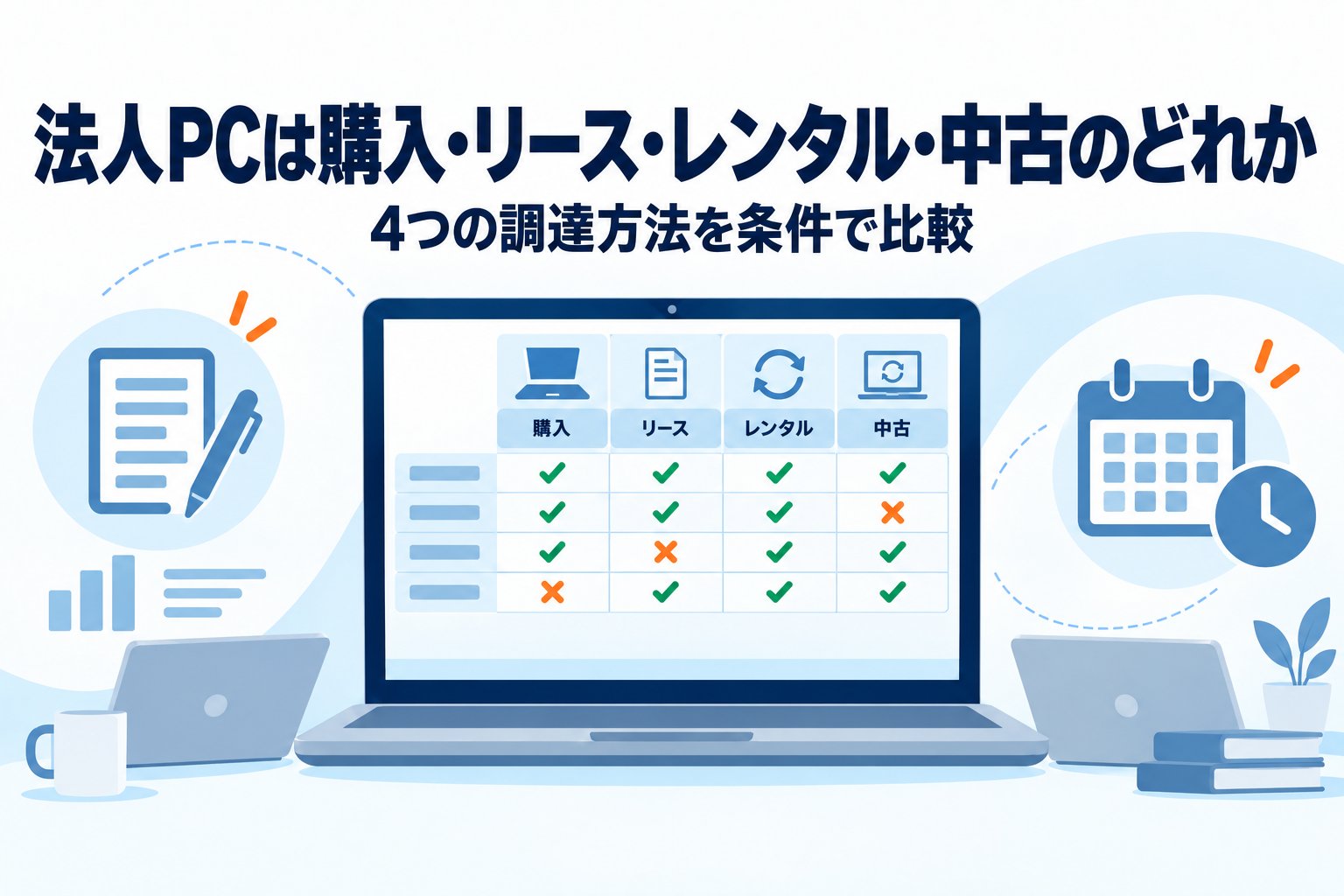 法人PCは購入・リース・レンタル・中古のどれか