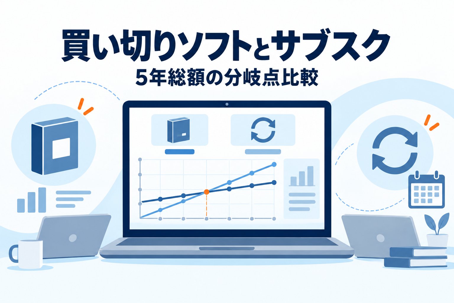 買い切りソフトとサブスク｜5年総額の分岐点比較