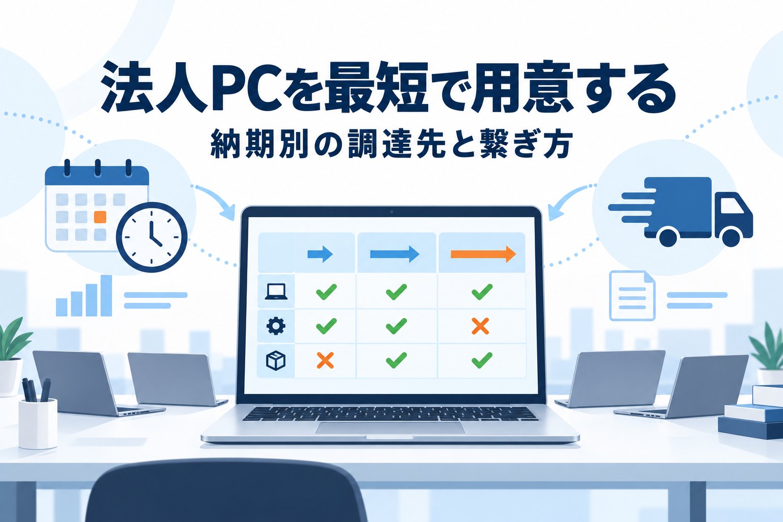 法人PCを最短で用意する｜納期別の調達先と繋ぎ方